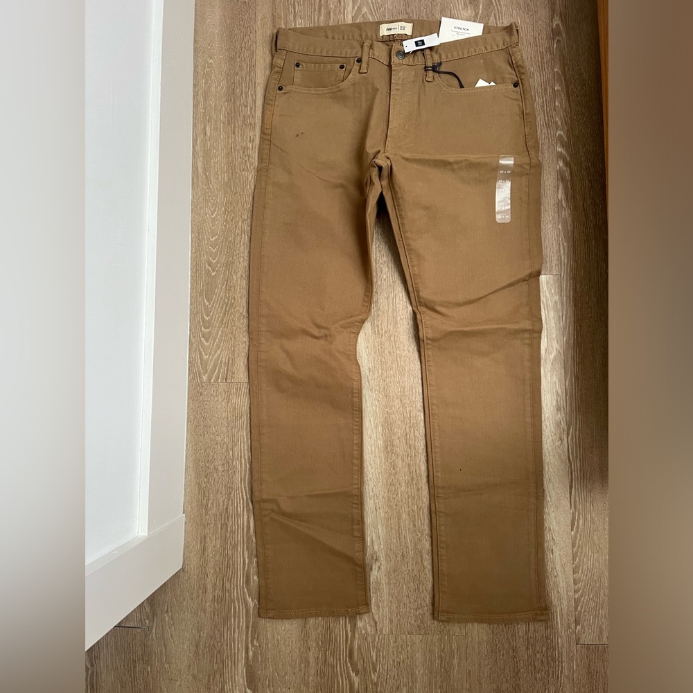 GAP Men's Size 32x32 Brown Slim Straight Cotton Blend  Jeans